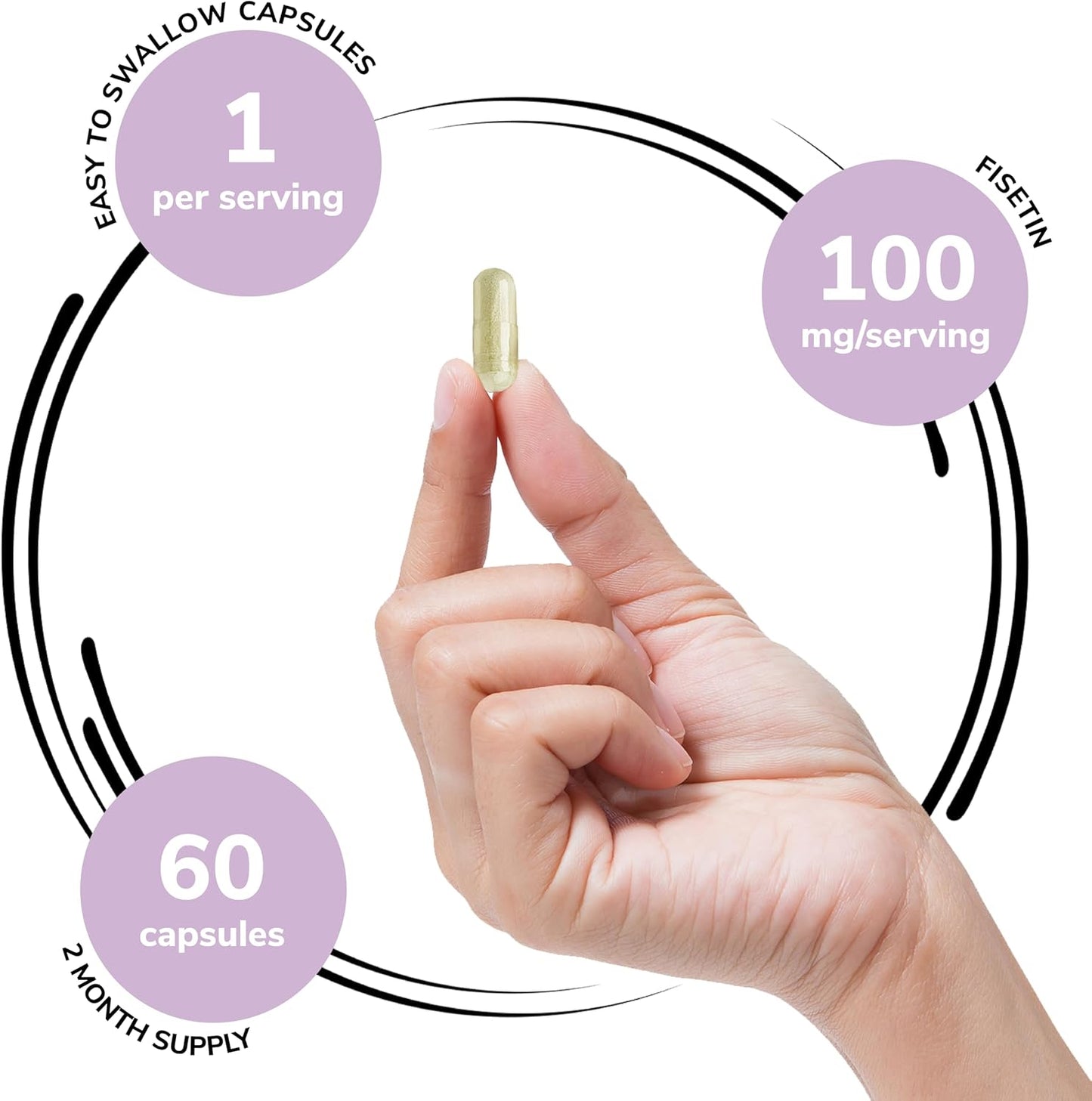 Genex Formulas Fisetin Capsules - 100mg per Serving - Antioxidant for Healthy Aging & Cognitive Health - Non-GMO, Gluten Free, Vegetarian - 2 Month Supply