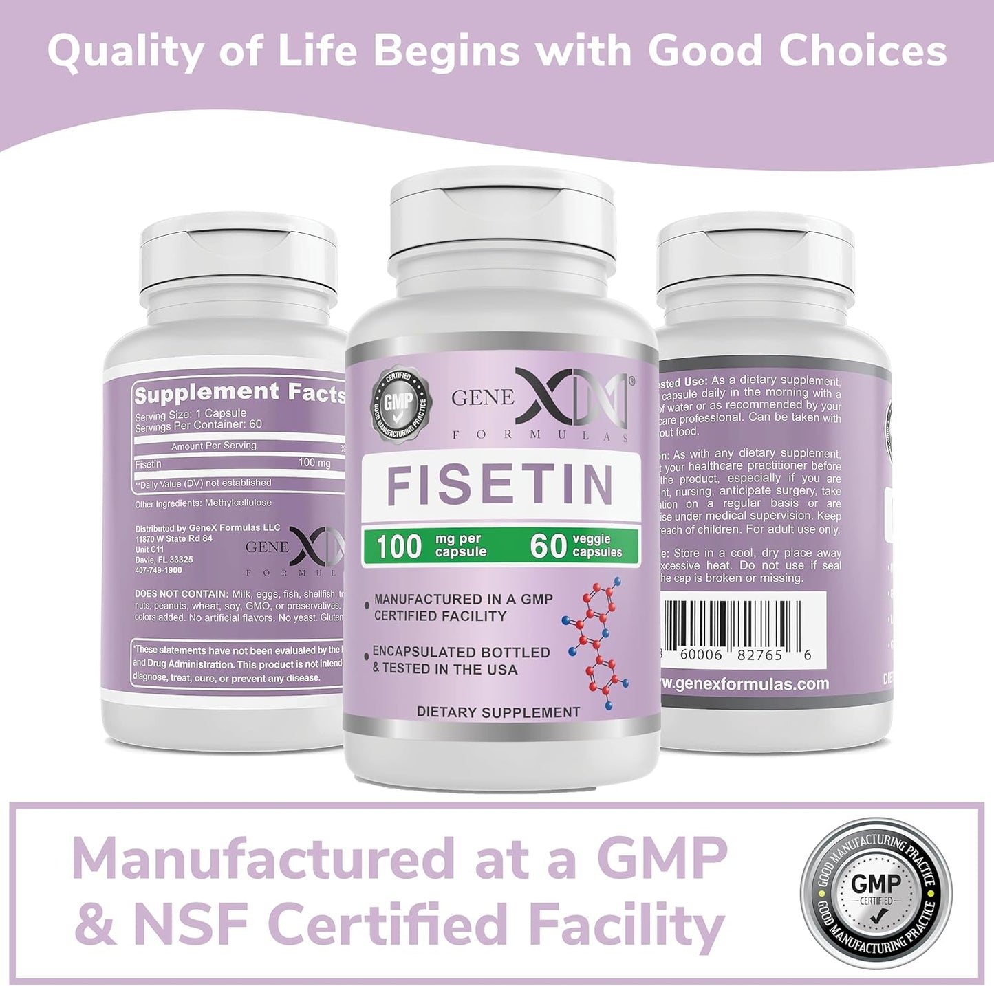 Genex Formulas Fisetin Capsules - 100mg per Serving - Antioxidant for Healthy Aging & Cognitive Health - Non-GMO, Gluten Free, Vegetarian - 2 Month Supply