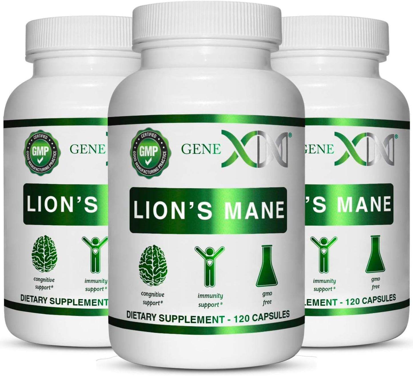 Genex Formulas Lions Mane Supplement 1000mg for Brain Boost - 3 Pack of 100% Extract Capsules for Focus, Mental Clarity, Natural Energy - Nootropic Brain Support Formula (360 Caps)