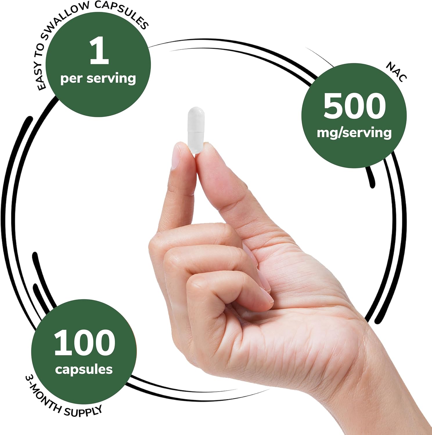 Genex Formulas NAC 500mg Capsules - N-Acetyl Cysteine for Liver Health - Non-GMO, Gluten Free, Vegan (100 Count)