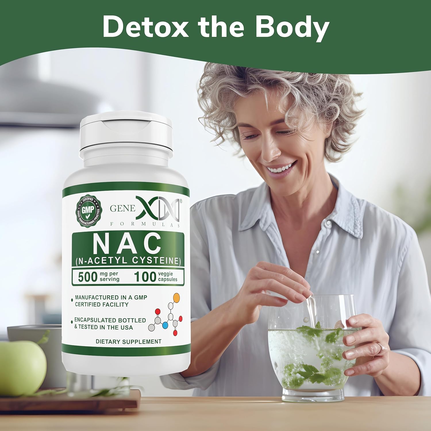 Genex Formulas NAC 500mg Capsules - N-Acetyl Cysteine for Liver Health - Non-GMO, Gluten Free, Vegan (100 Count)