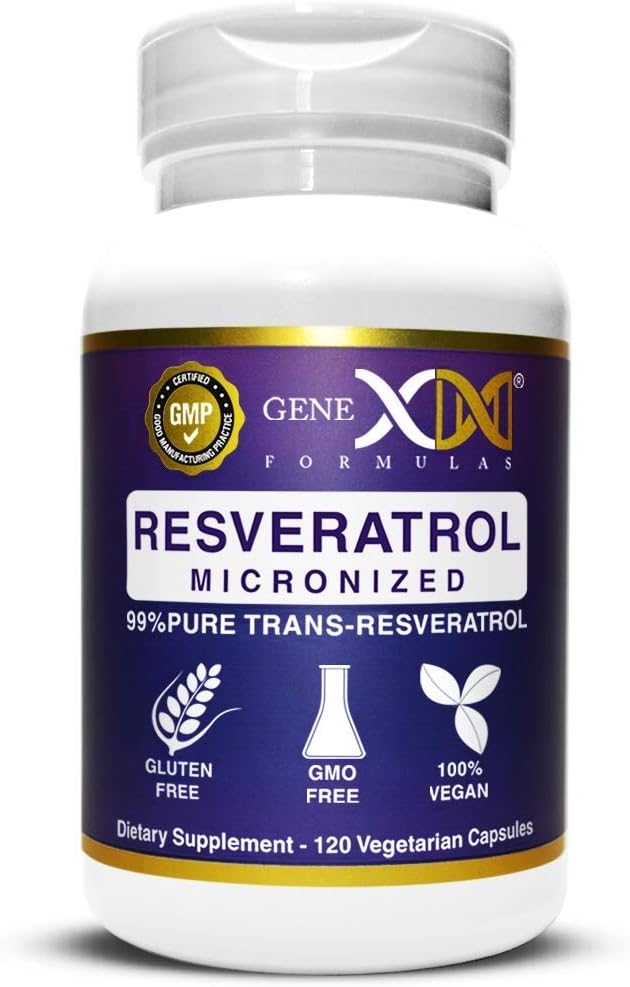 Genex Formulas Trans Resveratrol 1000mg Capsules with Bioperine Extract - Pharmaceutical Grade Trans-Resveratrol - GMP & NSF Certified - 120 Count