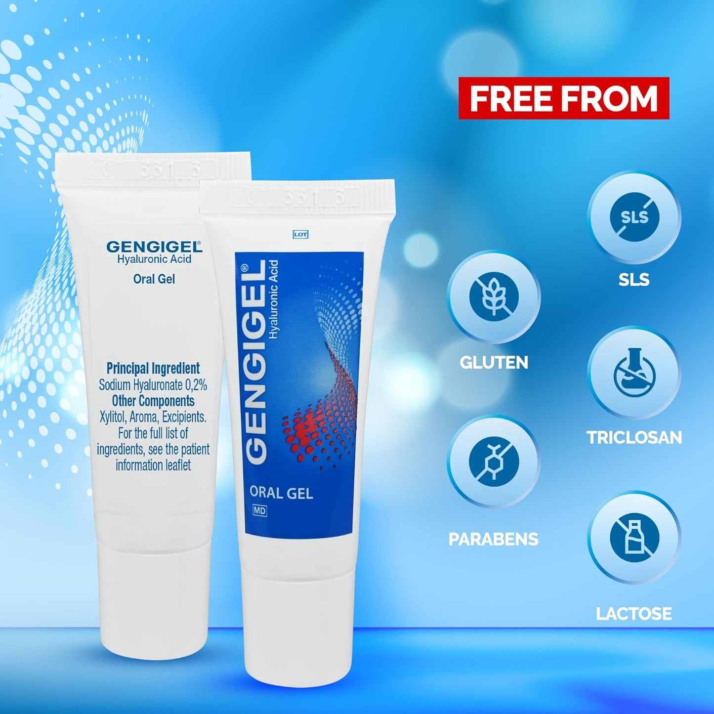 Gengigel Hyaluronic Acid Oral Gel 20ml - Soothes Mouth & Gum Discomfort, Promotes Healing, Paraben-Free, Vegan & Kosher