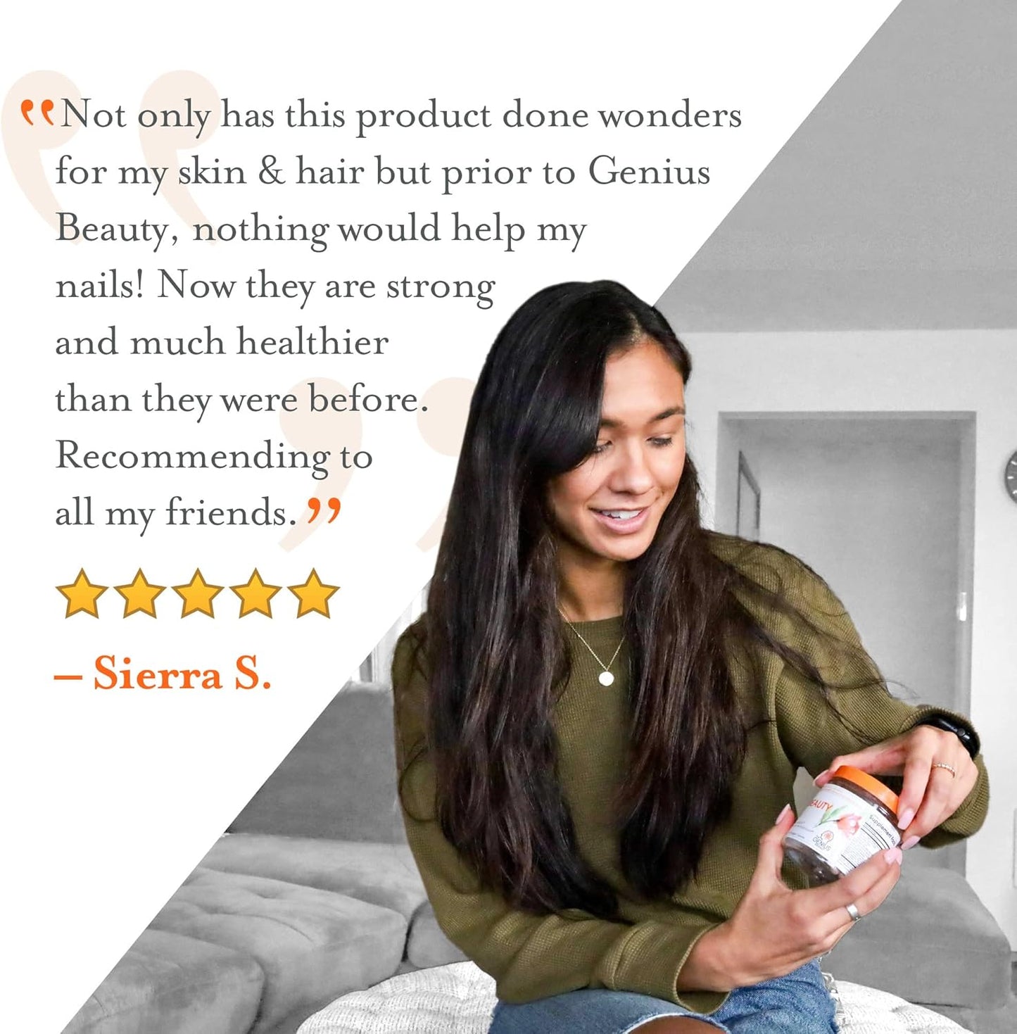 Genius Beauty Hair Skin Nails Vitamins - Anti-Aging Antioxidant Supplement with Collagen, Glutathione & Astaxanthin for Detox & Healthy Skin - 60 Capsules