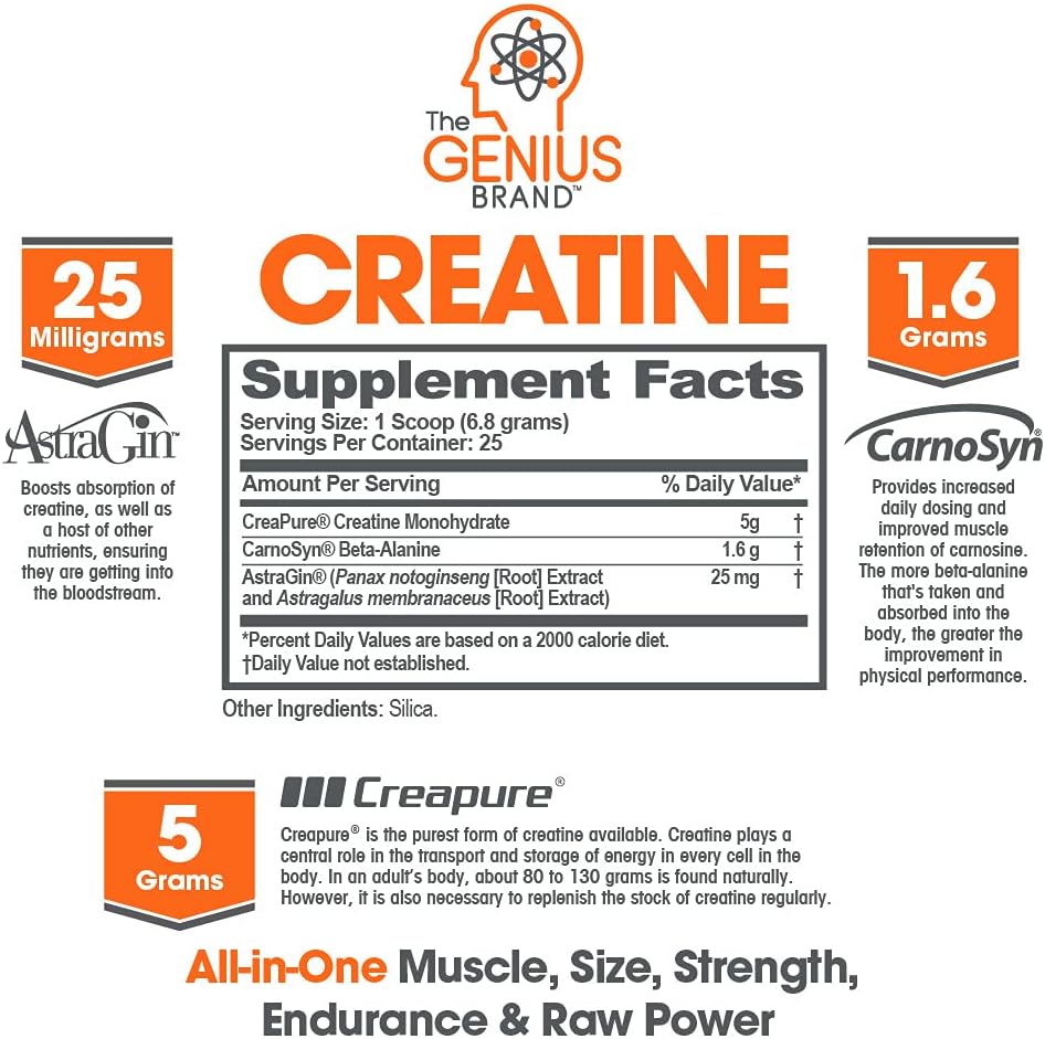 Genius Brand BCAA Energy Powder & Creatine Stack for Muscle Recovery & Post Workout