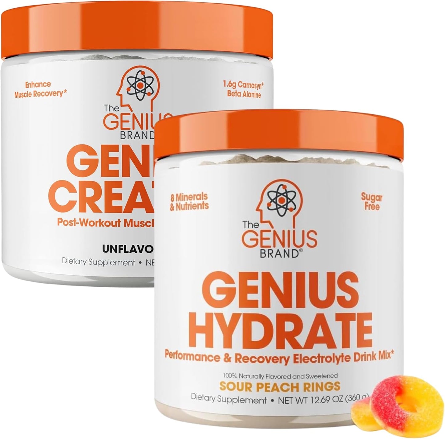 Genius Brand Fitness Essentials Bundle: Hydrate Electrolyte Mix & Micronized Creatine Monohydrate Powder - Boost Your Workout Performance