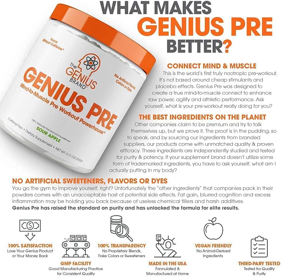 Genius Brand Smart Muscle Building Stack: Pre-Workout, BCAA, & Muscle Builder