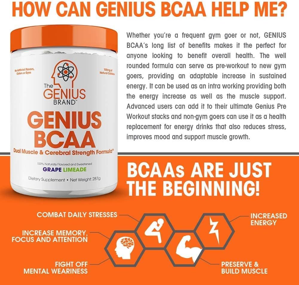 Genius Brand Smart Muscle Building Stack: Pre-Workout, BCAA, & Muscle Builder