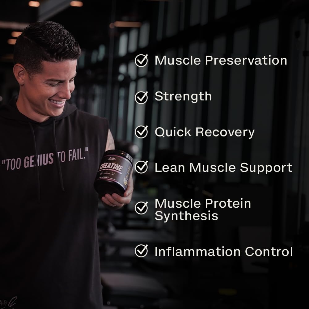 Genius Creatine Monohydrate Powder with Omega 3 & HMB for High Absorption - Energy & Muscle Repair Support - 30 Servings, 211g