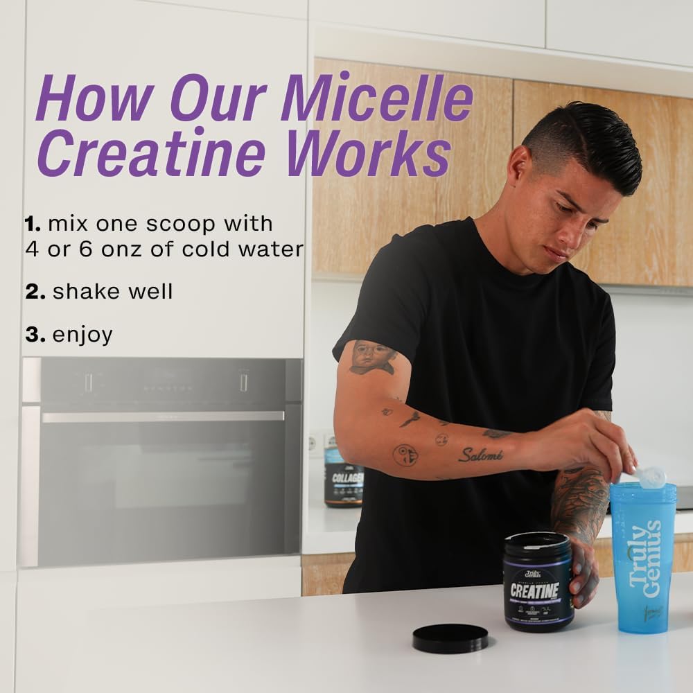 Genius Creatine Monohydrate Powder with Omega 3 & HMB for High Absorption - Energy & Muscle Repair Support - 30 Servings, 211g