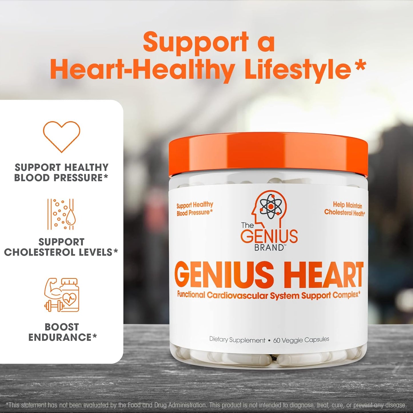 Genius Heart Supplement - 60 Veggie Pills for Natural Cholesterol & Blood Pressure Support with Grape Seed Extract, Vitamin K2, CoQ10