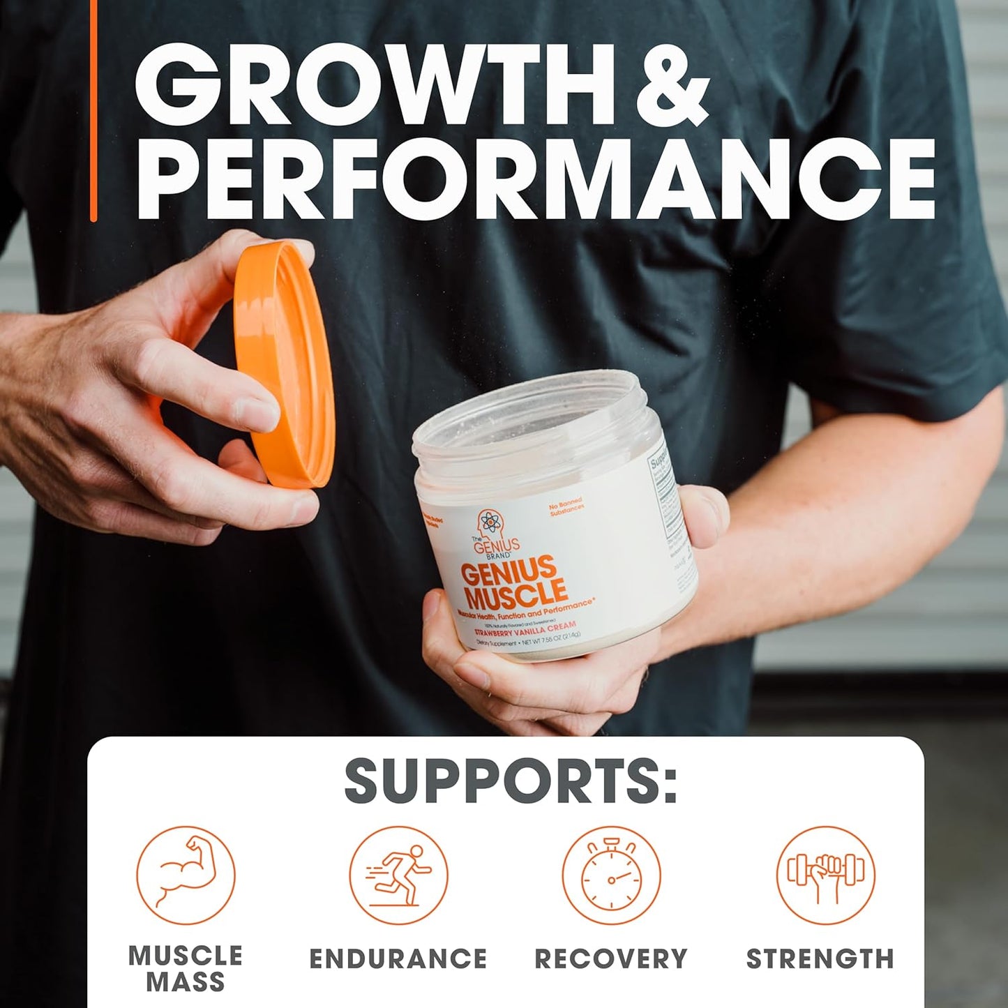 Genius Muscle Builder & Mass Gainer - Strawberry Vanilla - Natural Anabolic Activator for Lean Muscle Growth - Men & Women Weight Gainer