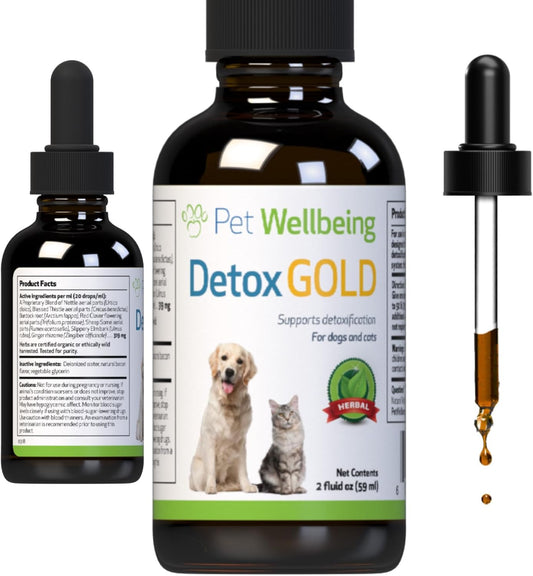 Gentle Detoxification & Immune Support Herbal Supplement for Dogs - Pet Wellbeing Detox Gold - Veterinarian Formulated - 2 oz (59 ml)