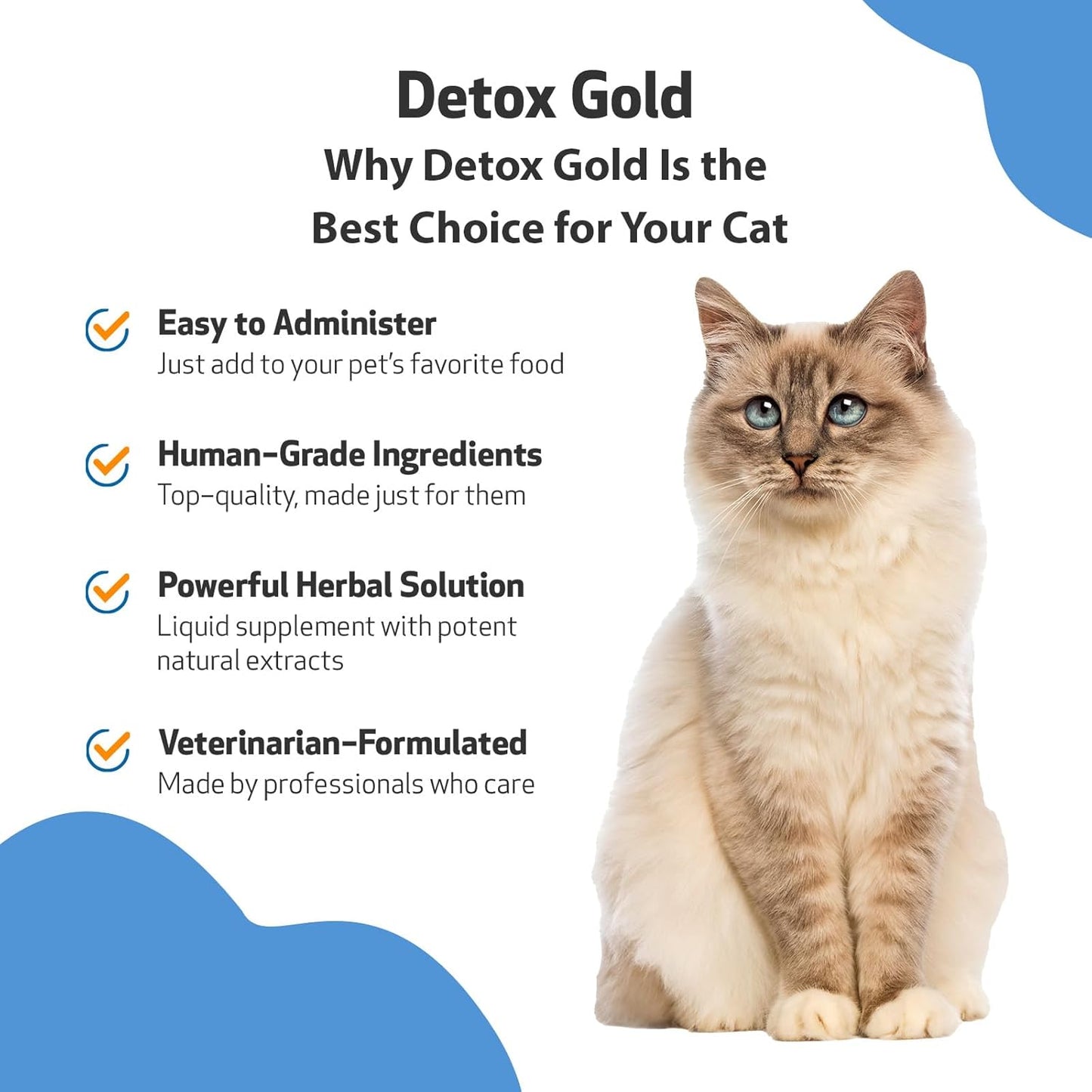 Gentle Detoxification Support for Cats with Pet Wellbeing Detox Gold - Immune System Care with Nettle, Blessed Thistle, Burdock Root - Herbal Supplement 2 oz