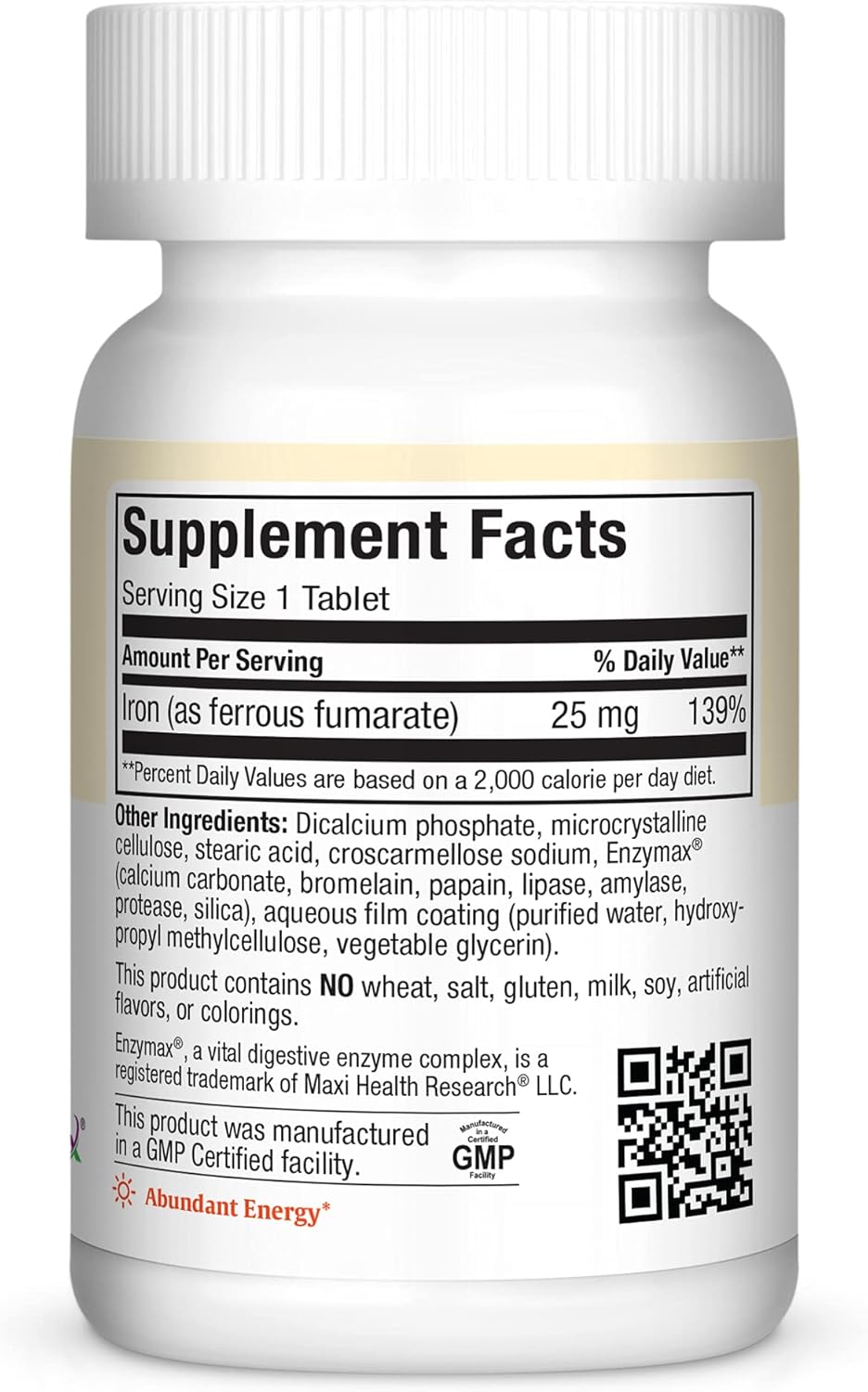 Gentle Iron 25 mg Supplement for Women & Men - Non Constipating Tablets - Kosher, Non GMO, Vegetarian - 100 Tablets