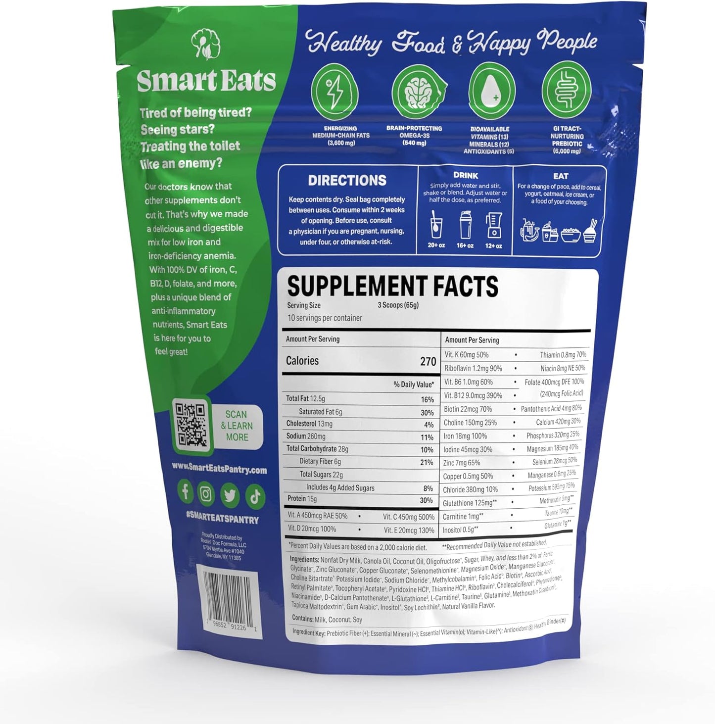 Gentle Iron Powder Supplement for More Energy, Hair, Skin, Digestion | Kids & Adults | Cookies & Cream Flavor | 30 Scoops