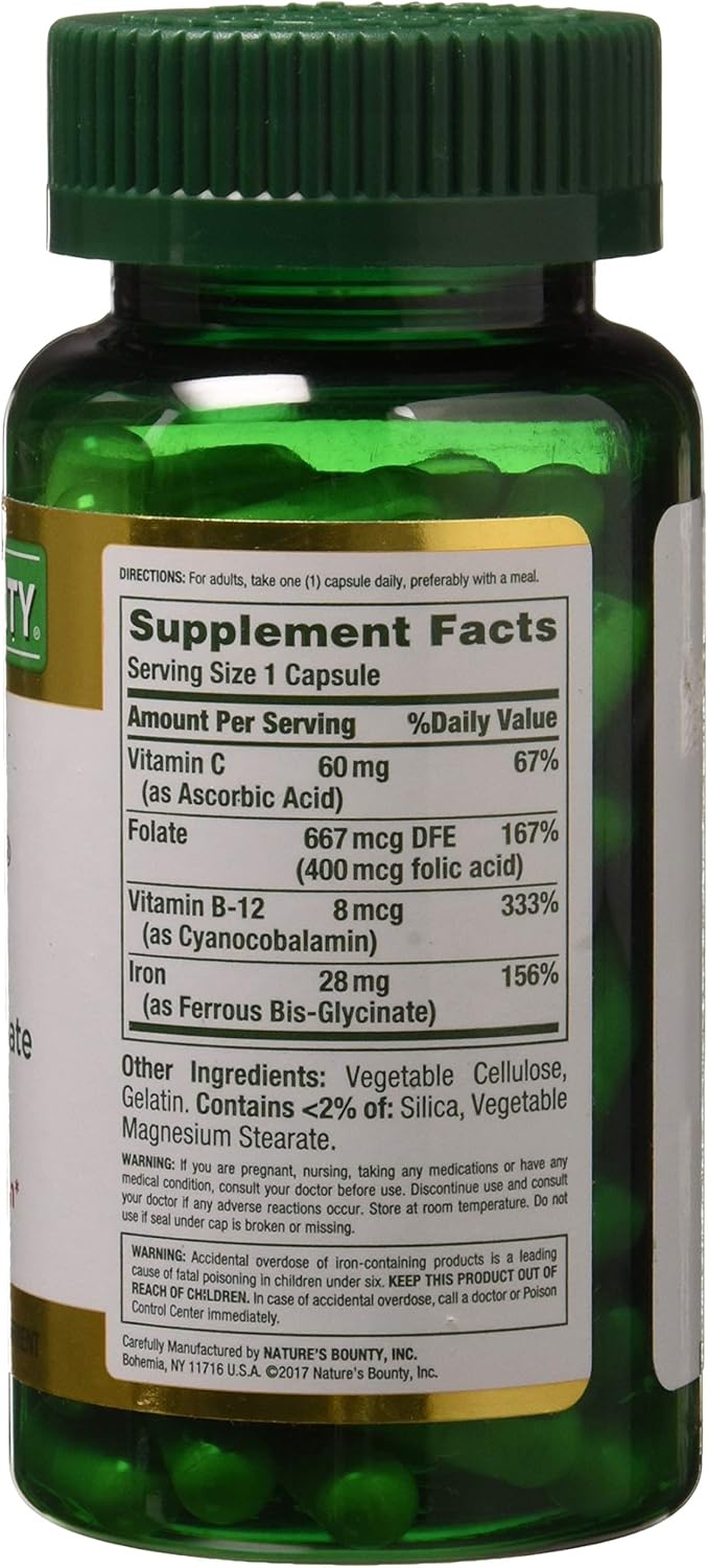 Gentle Iron Supplement 28 mg - 90 Capsules by Nature's Bounty