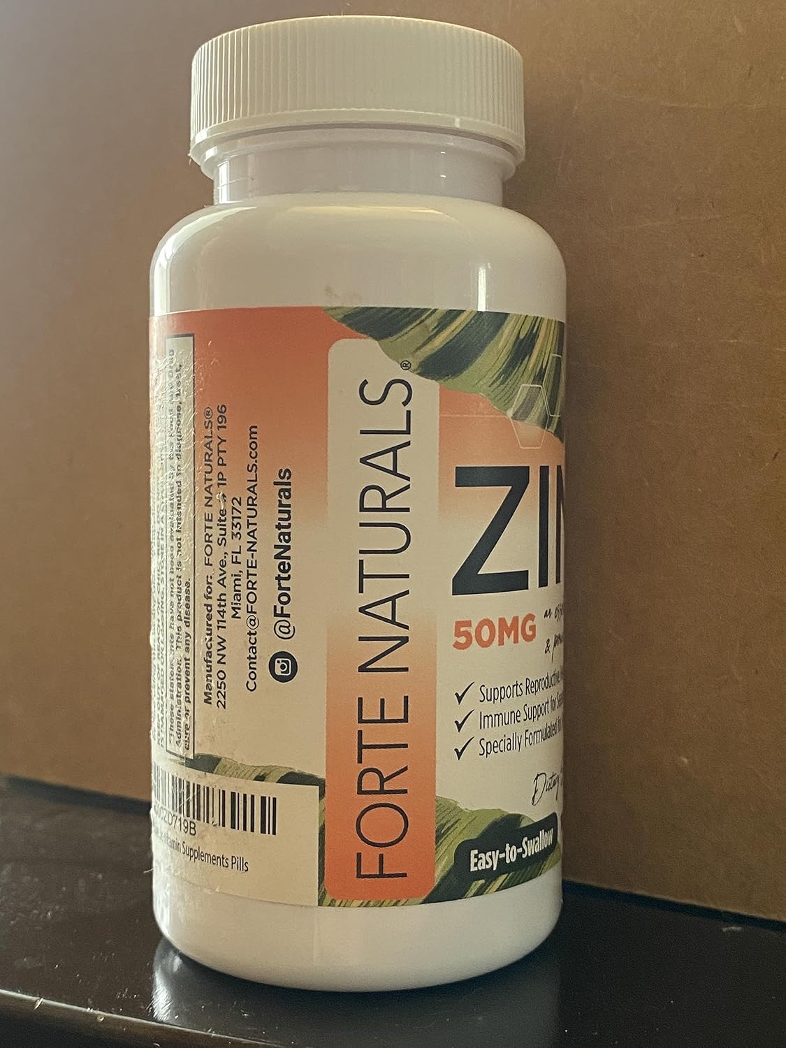 Gentle on the Stomach Vegan Zinc Supplement 50mg (100 Tablets) - Non GMO, Easy to Swallow Daily Vitamin for Adults by FORTE NATURALS