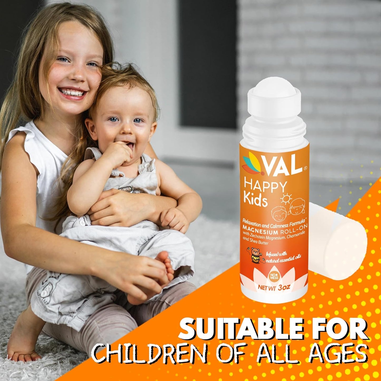 Gentle Zechstein Magnesium Roll-On for Kids with Chamomile & Essential Oils - USA Made - 3oz
