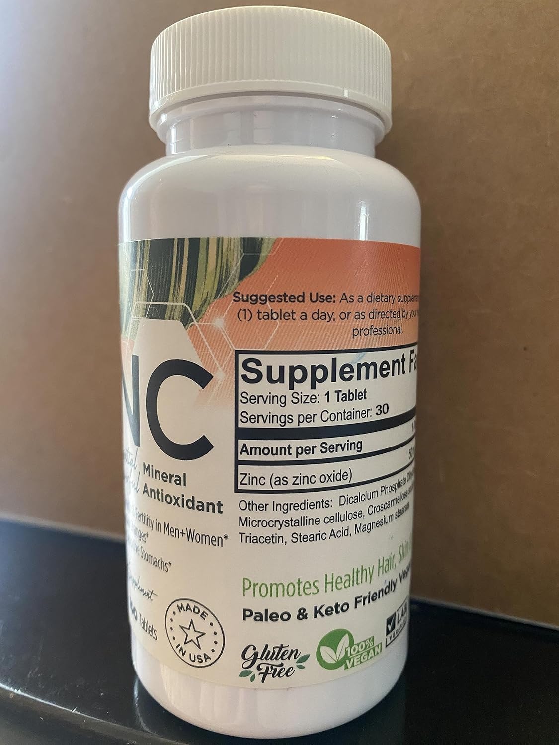 Gentle Zinc Supplements 50mg - 30 Tablets for Sensitive Stomachs - Vegan Adults Daily Vitamins - Non GMO, Easy to Swallow Zinc Tablets