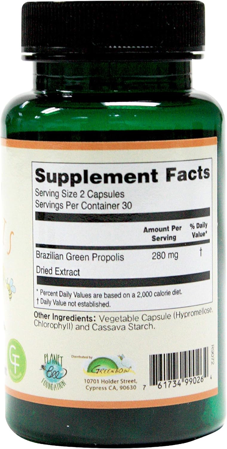 Genuine Brazilian Green Propolis Capsules with Artepillin C - Highly Nutritious Vegan Supplement