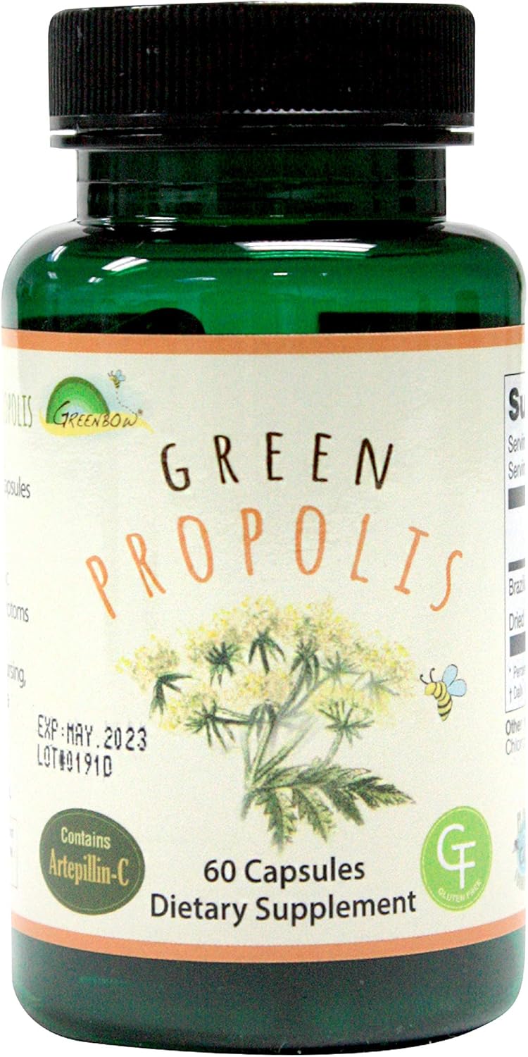 Genuine Brazilian Green Propolis Capsules with Artepillin C - Highly Nutritious Vegan Supplement