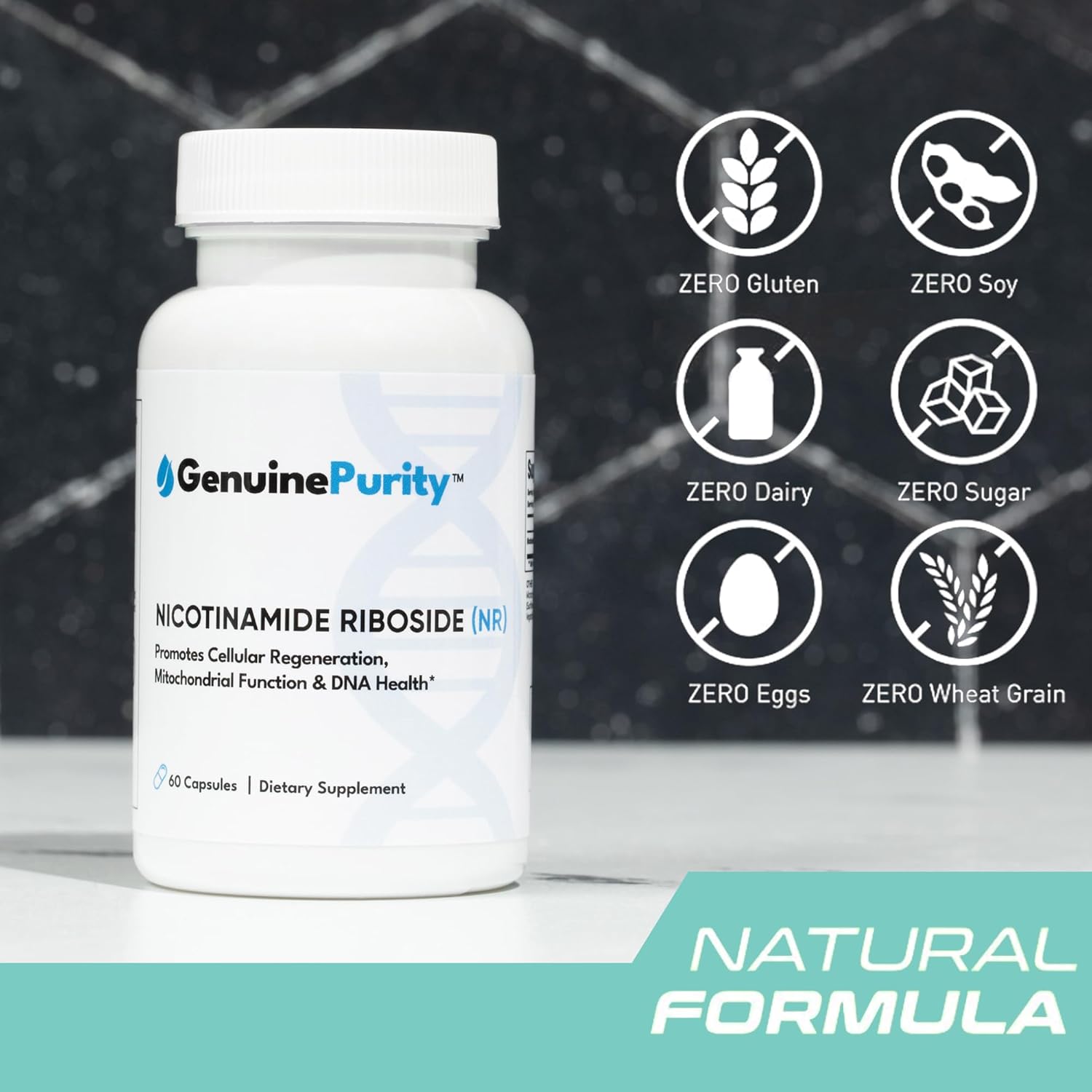 GenuinePurity Liposomal NR 300mg Supplement for Advanced NAD Boost - Supports Cellular Energy and Mitochondrial Function - Gluten Free, Vegan, Non-GMO - 60 Capsules