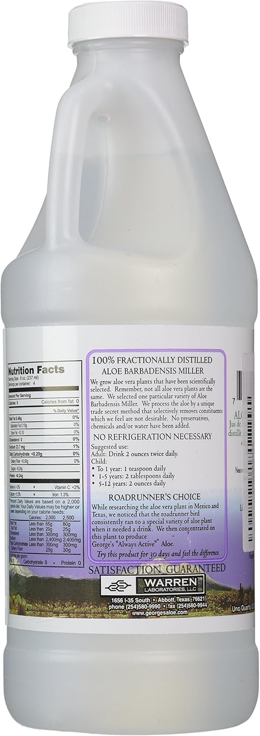 Georges Aloe Vera Drink 32 Fl Oz - Natural Liquid Supplement for Digestive Health and Hydration (1 Pack)