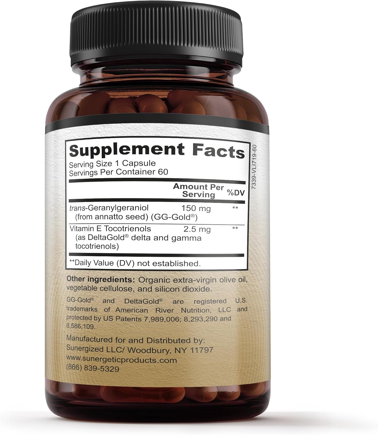 Geranylgeraniol Supplement with DeltaGold Vitamin E Tocotrienols - Heart Health & CoQ10 Support - 60 Capsules