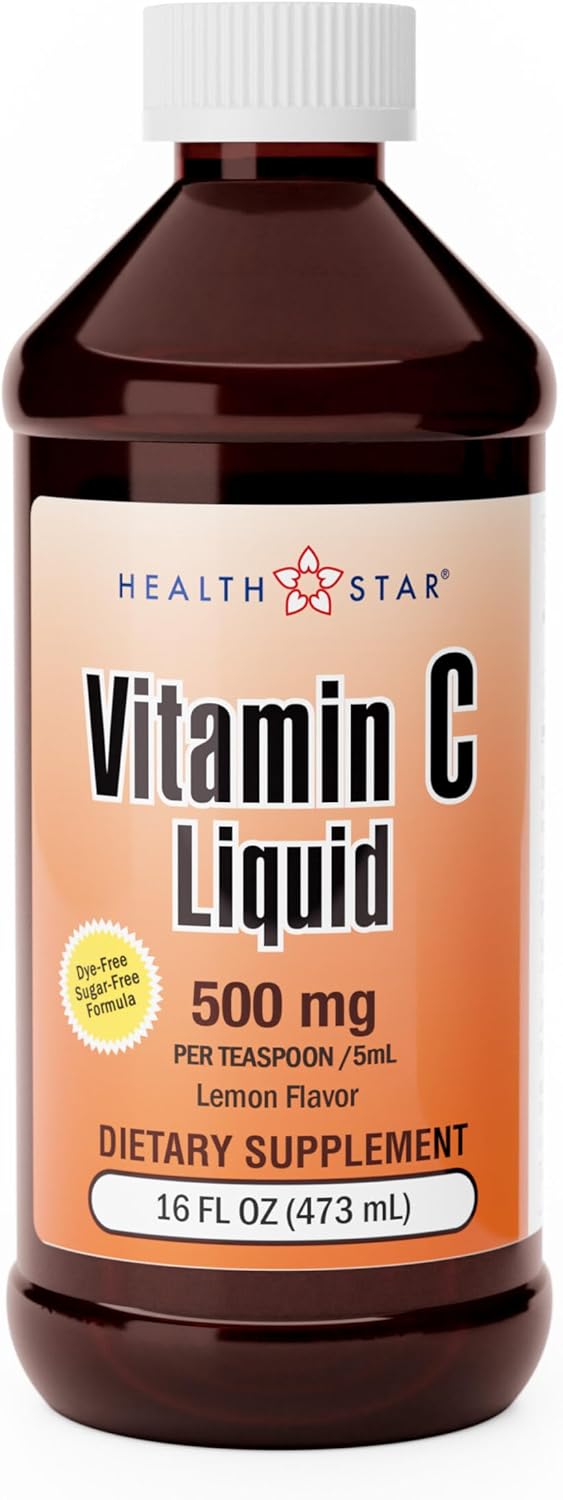 Gericare Vitamin C Liquid 500 mg - Immune Support and Health Boost - Orange Flavor - 16 Fl Oz Bottle