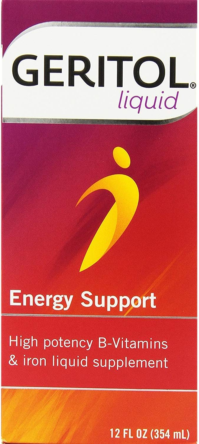 Geritol Liquid Energy Support with B-Vitamins - Pack of 5, 12 oz Bottles