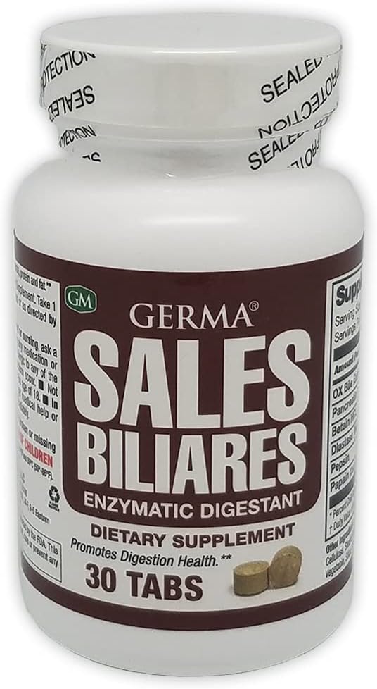 Germa Bile Salts Enzymatic Digestant Dietary Supplement for Digesting Starch, Protein, and Fat - 90 Tablets