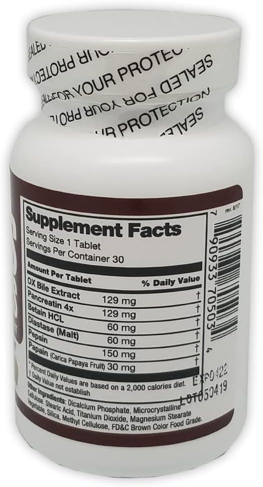 Germa Bile Salts Enzymatic Digestant Dietary Supplement for Digesting Starch, Protein, and Fat - 90 Tablets
