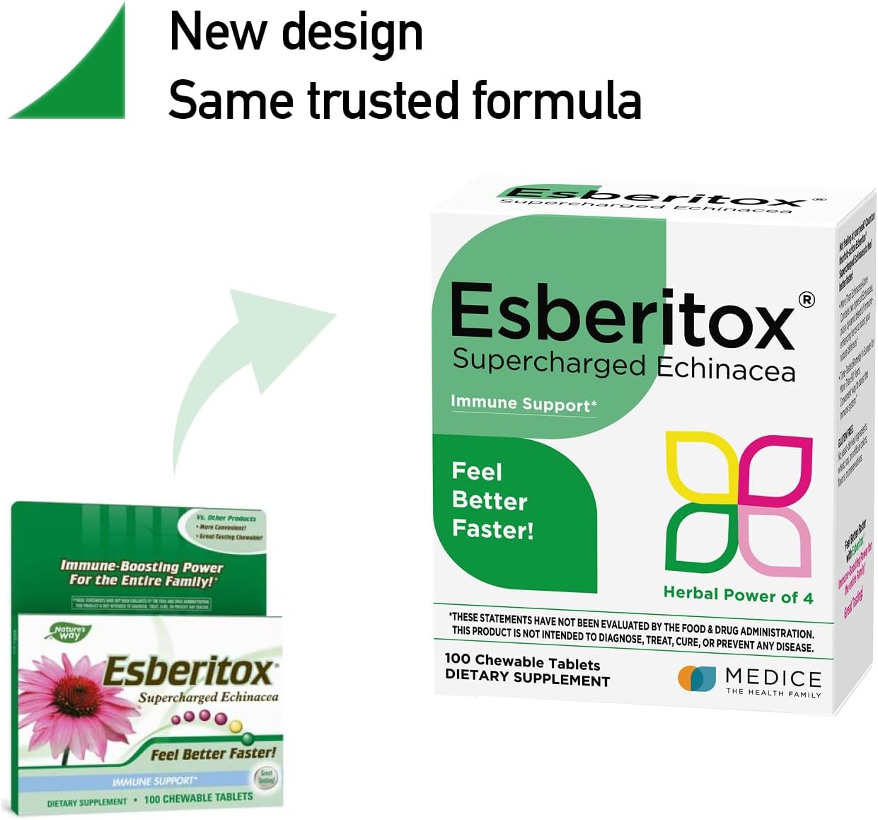 German-Made ESBERITOX Herbal Supplement with Echinacea for Immune Support - 100 Tablets - Wild Indigo Root & Purple Coneflower