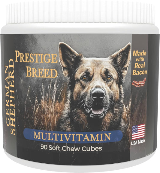 German Shepherd Multivitamins, 90 Count - Premium Balanced Nutrition with Real Bacon, Made in USA