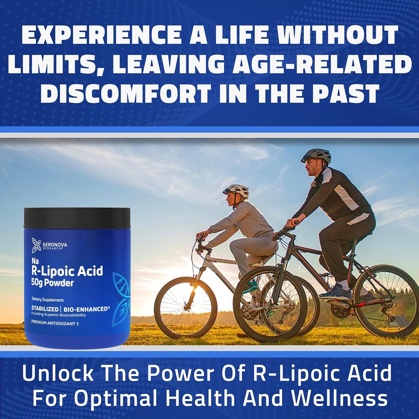 Geronova Research Stabilized R Alpha Lipoic Acid Powder 150g - 12 Month Supply - Enhanced Absorption Nerve Support Supplement