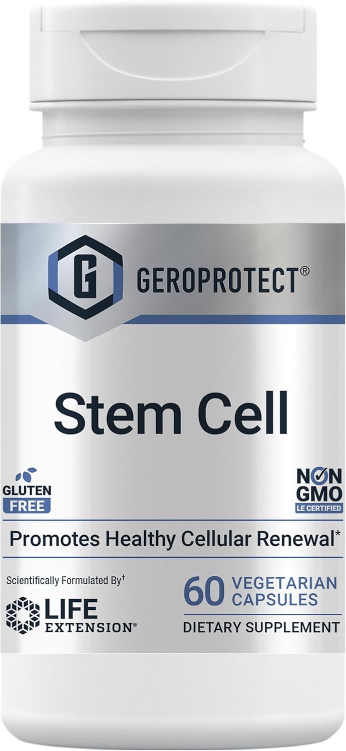 Geroprotect Stem Cell Supplement with Kokum & Passion Fruit Extracts, Trans-Resveratrol - 60 Capsules, Gluten-Free, Non-GMO, Vegetarian Formula for Healthy Cellular Renewal
