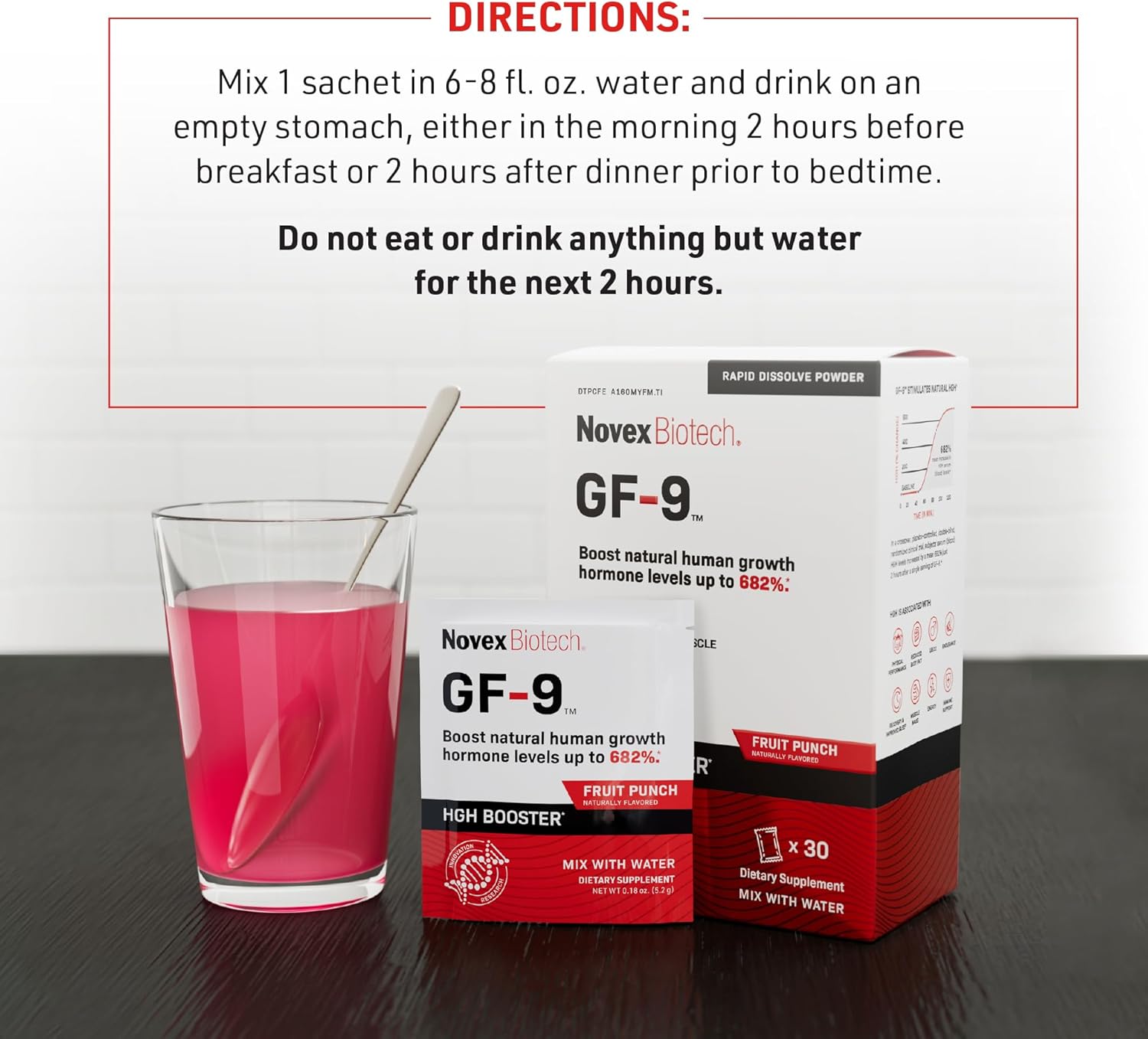 GF-9 Rapid Dissolve Powder for Men - Boost Energy and Performance - Fruit Punch Flavor - 30 Servings
