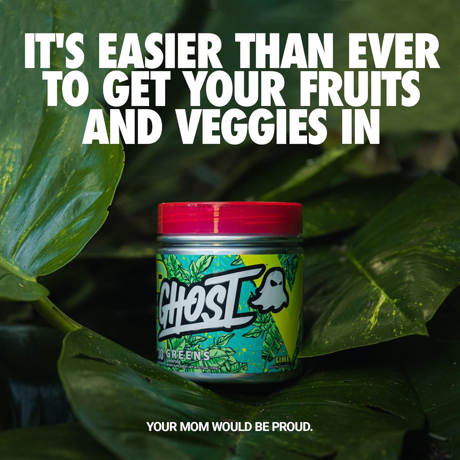 GHOST Greens Powder Lime - 30 Servings Superfood Greens Reds Fruits Vegetables Spirulina Chlorella Prebiotics 10 Billion CFU Probiotic Digestive Enzymes Gluten-Free