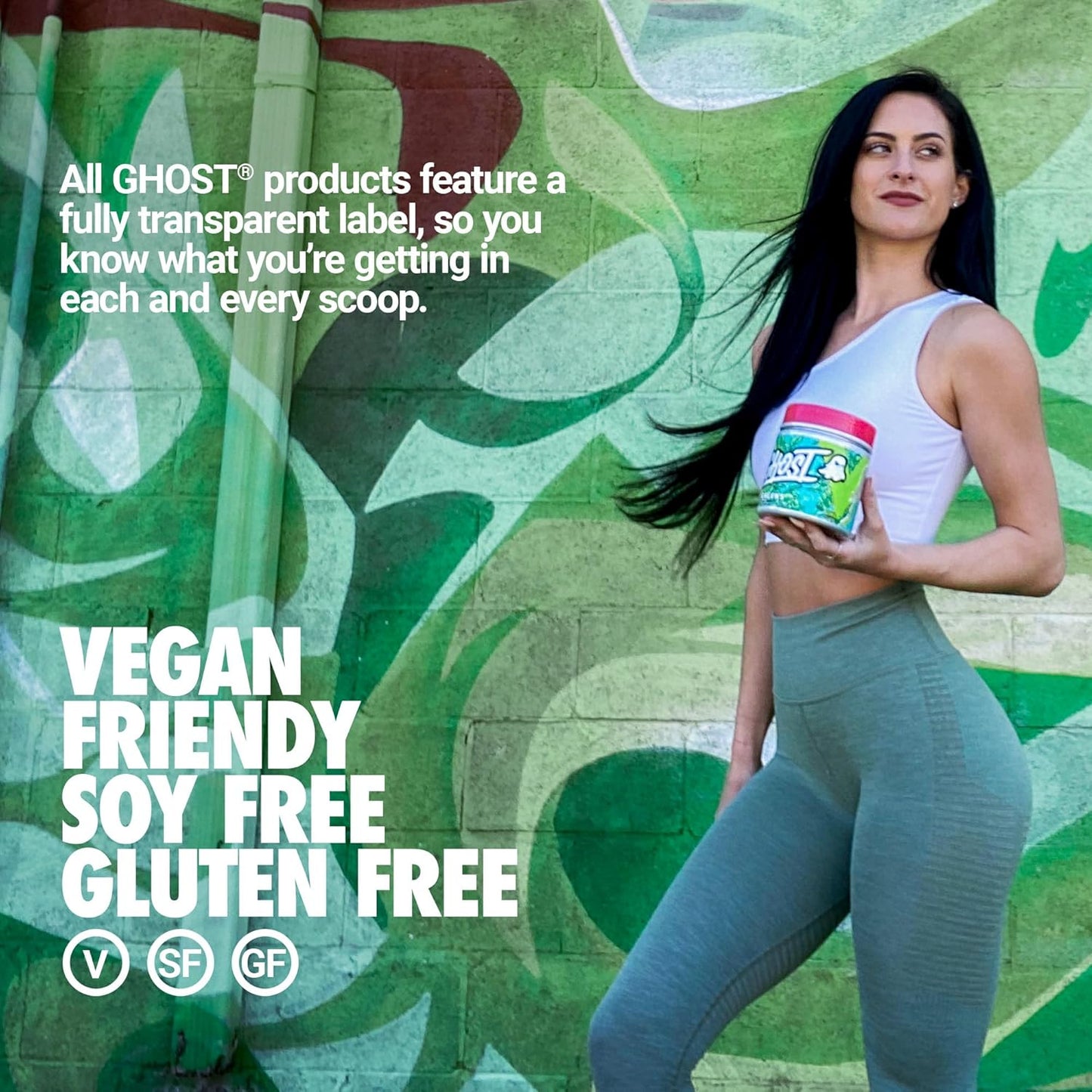 GHOST Greens Powder Lime - 30 Servings Superfood Greens Reds Fruits Vegetables Spirulina Chlorella Prebiotics 10 Billion CFU Probiotic Digestive Enzymes Gluten-Free