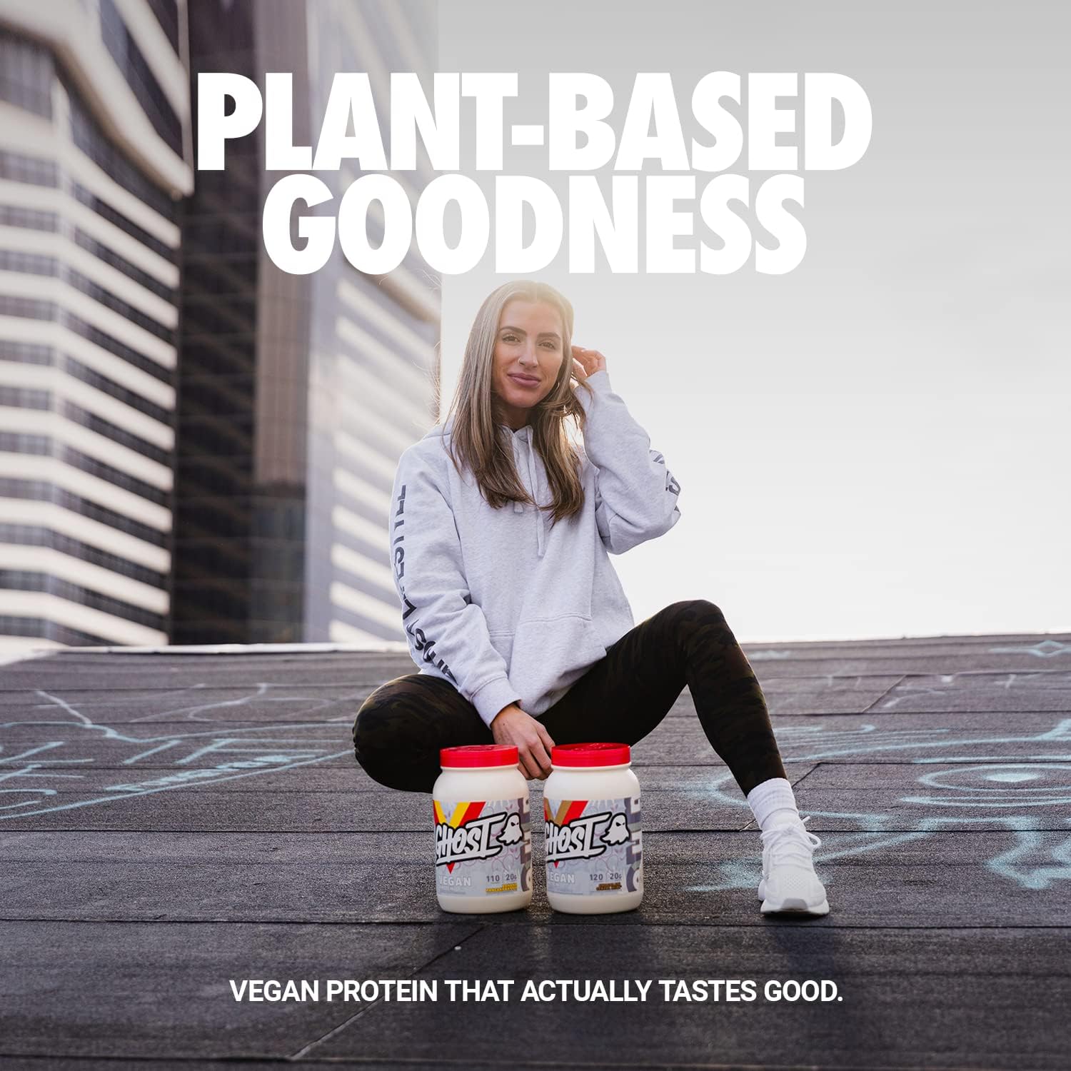 GHOST Vegan Protein Powder, Peanut Butter Cereal Milk - 2.2lb, 21g Protein - Plant-Based Pea & Pumpkin Protein - Ideal for Post Workout & Nutrition Shakes, Smoothies, & Baking - Soy & Gluten-Free