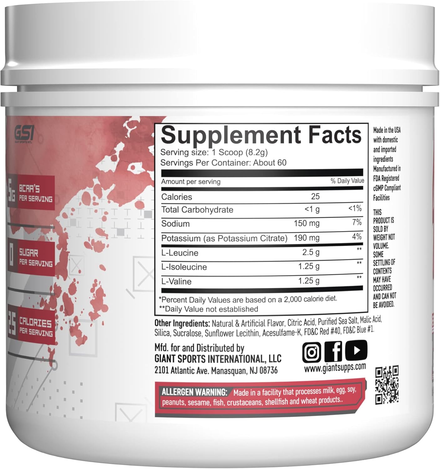 Giant Performance Edge BCAA - 60 Servings in Black Cherry Flavor
