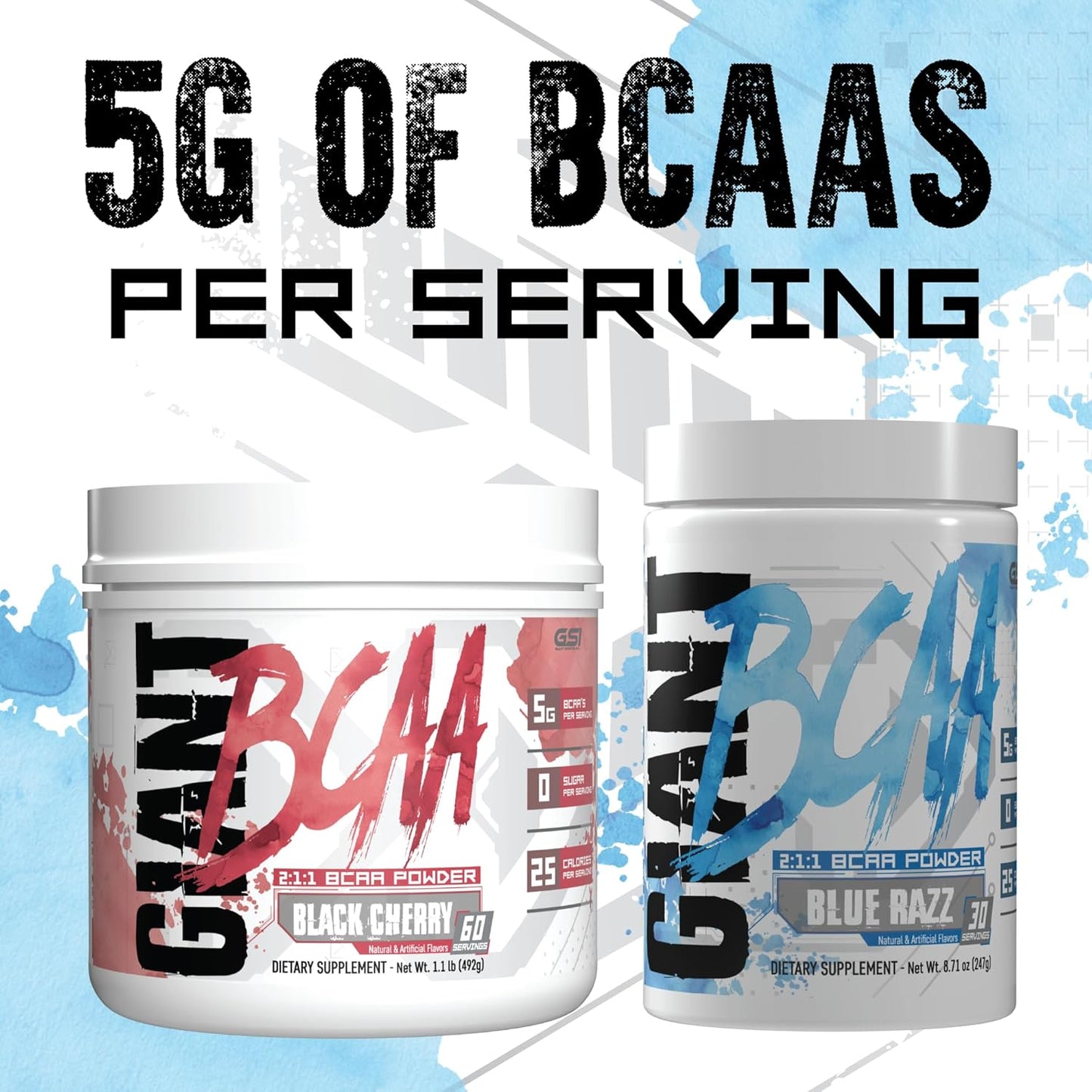 Giant Performance Edge BCAA Watermelon Flavor - 60 Servings, Boost Performance & Recovery