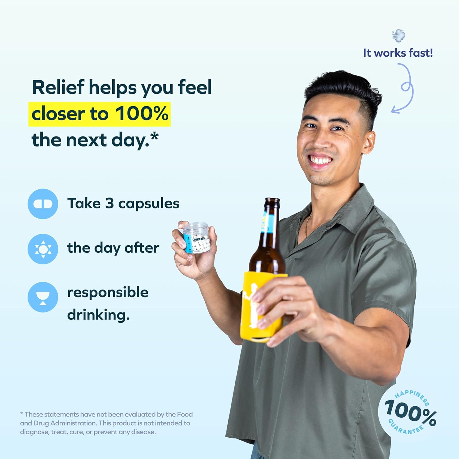 Ginger & White Willow Bark Hangover Relief Supplement | 24 Doses | Post-Drinking Aid with L-Theanine & Caffeine | Feel Better Fast