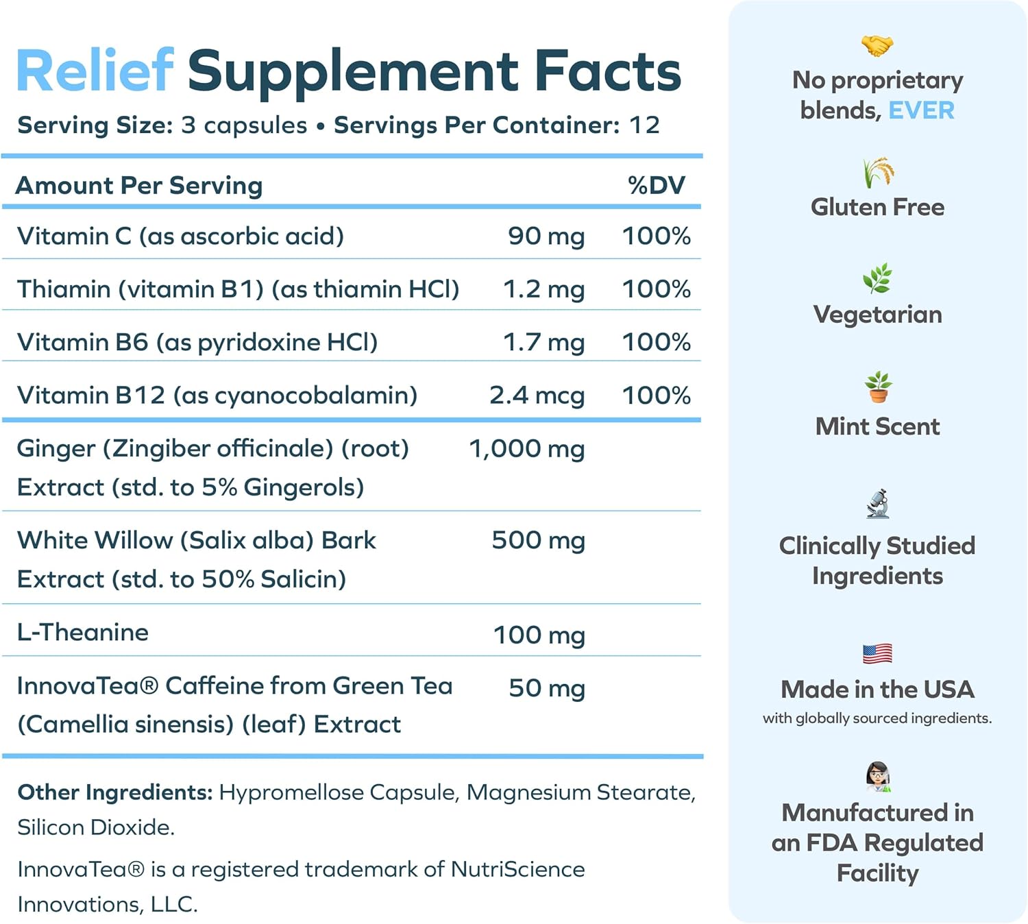 Ginger & White Willow Bark Hangover Relief Supplement | 24 Doses | Post-Drinking Aid with L-Theanine & Caffeine | Feel Better Fast