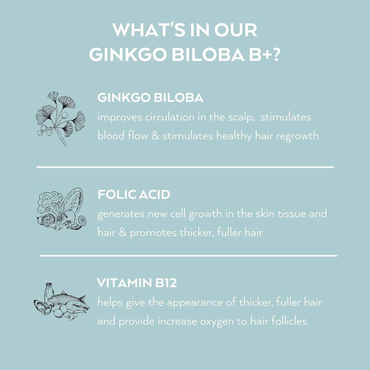 Ginkgo Biloba B+ Hair Growth Supplements for Women - 2000mg Hair Loss Vitamins with Hair Regrowth Formula (60 Capsules) by Simone Thomas Wellness