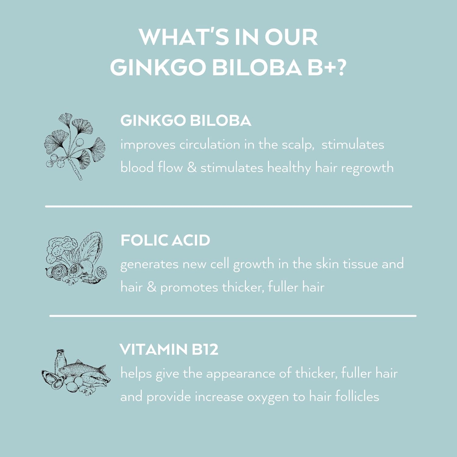 Ginkgo Biloba B+ Hair Growth Supplements for Women - 2000mg Hair Loss Vitamins with Hair Regrowth Formula (60 Capsules) by Simone Thomas Wellness