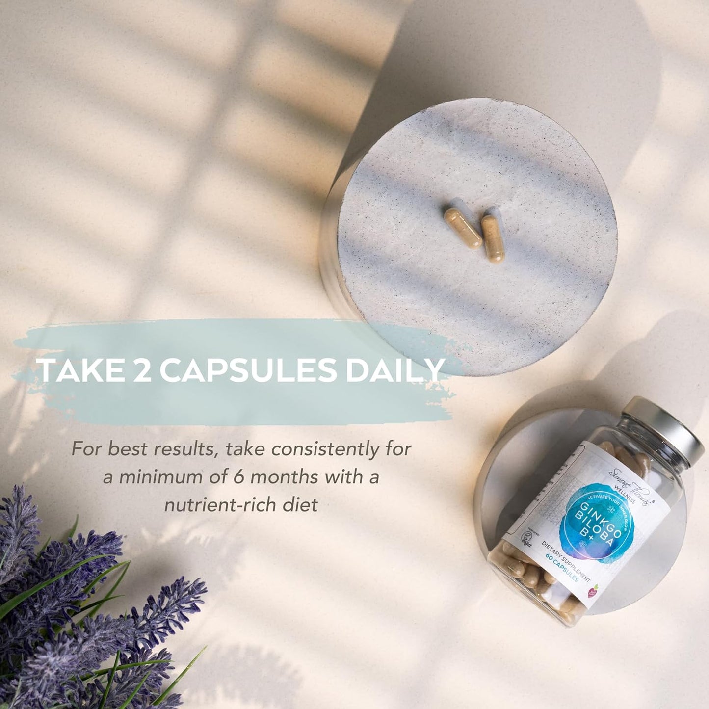 Ginkgo Biloba B+ Hair Growth Supplements for Women - 2000mg Hair Loss Vitamins with Hair Regrowth Formula (60 Capsules) by Simone Thomas Wellness