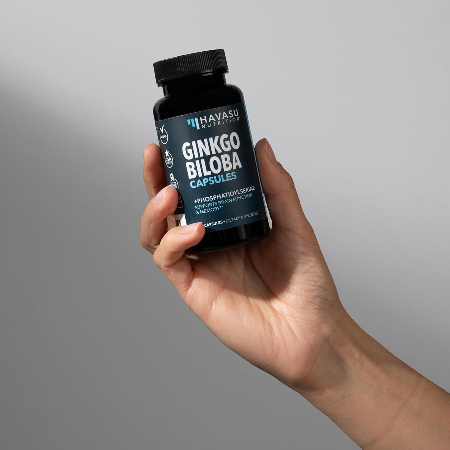 Ginkgo Biloba & Phosphatidylserine Nootropic Brain Health Supplement - Supports Memory, Focus, Cognitive Function - 60 Capsules, 2 Month Supply