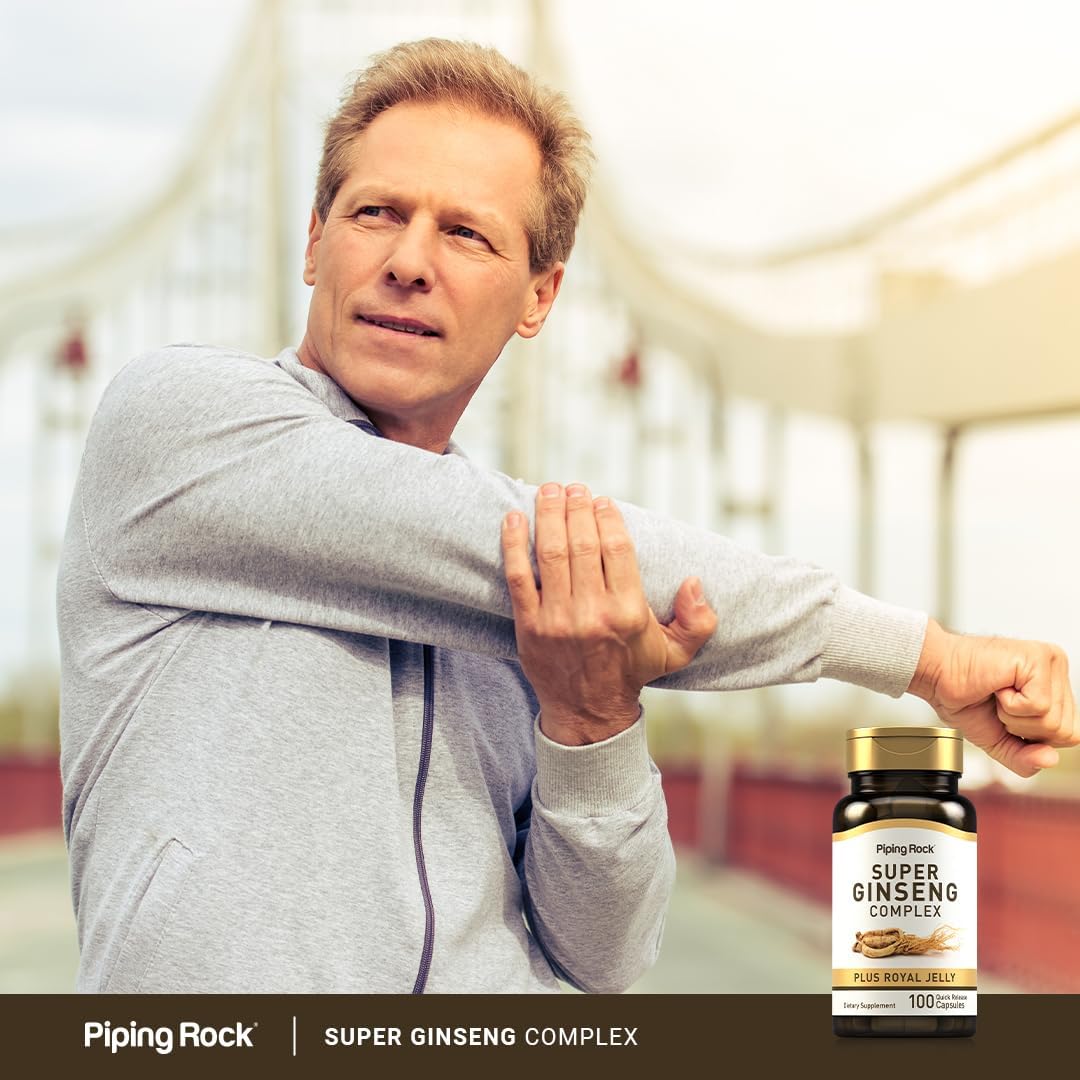 Ginseng Complex Capsules with Royal Jelly - 100 Count, Non-GMO, Gluten Free Supplement by Piping Rock